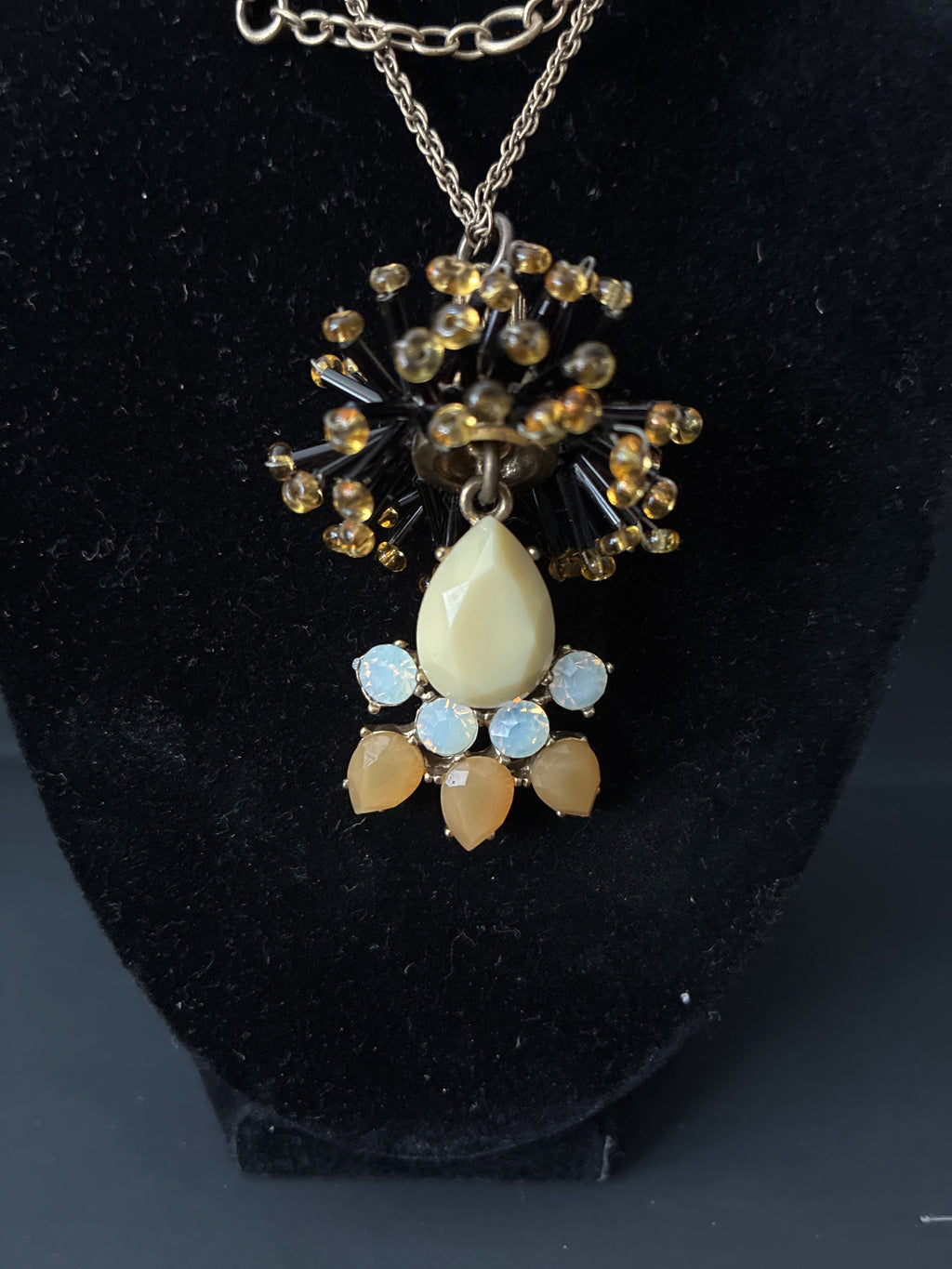 Vintage J Crew Long Drop Necklace With Rhinestones