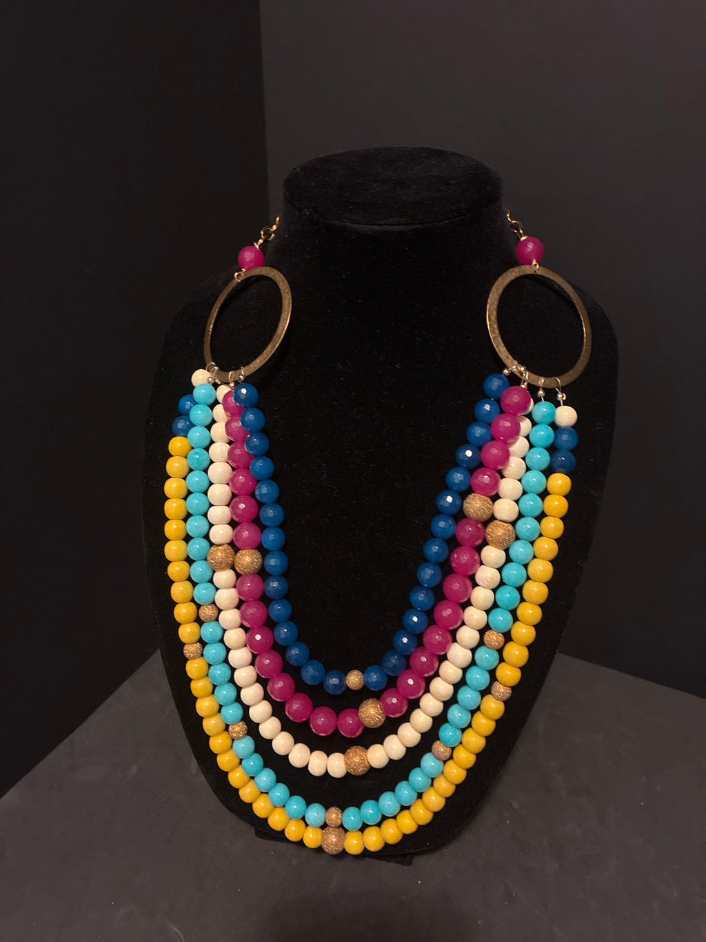 Multi Strand Bead Statement Necklace