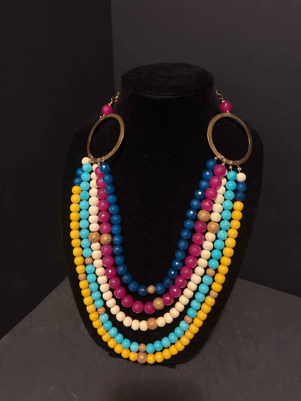 Multi Strand Bead Statement Necklace