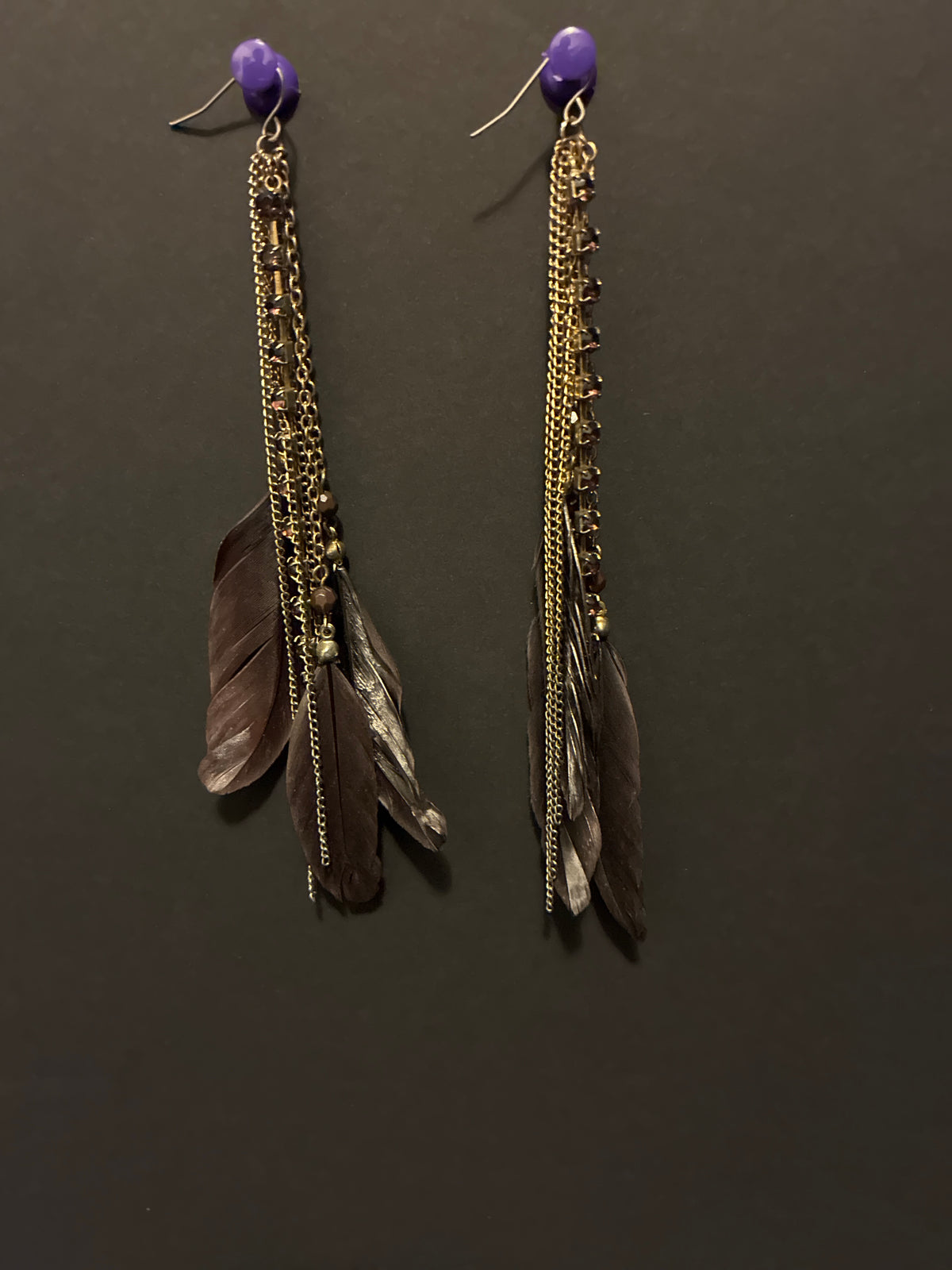 Feather Rhinestone Earrings