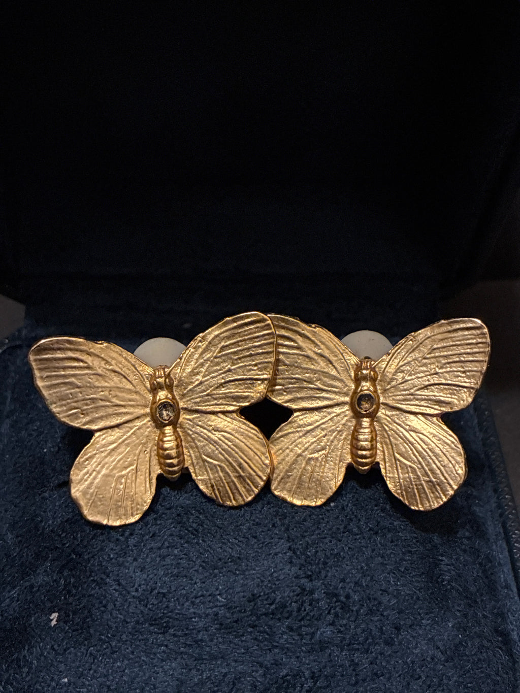 Gold Tone Vintage Butterfly Clip On Earrings