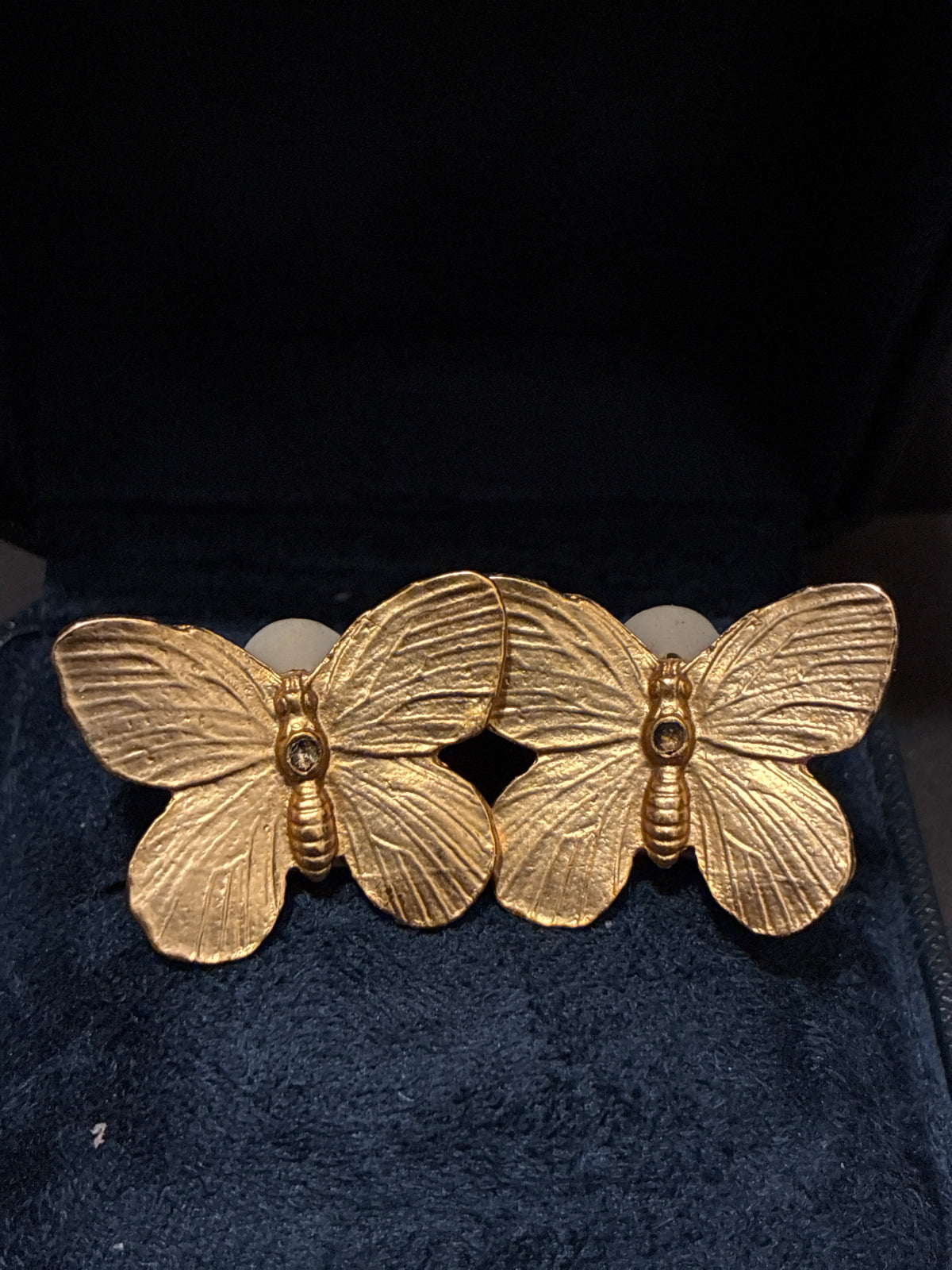 Gold Tone Vintage Butterfly Clip On Earrings