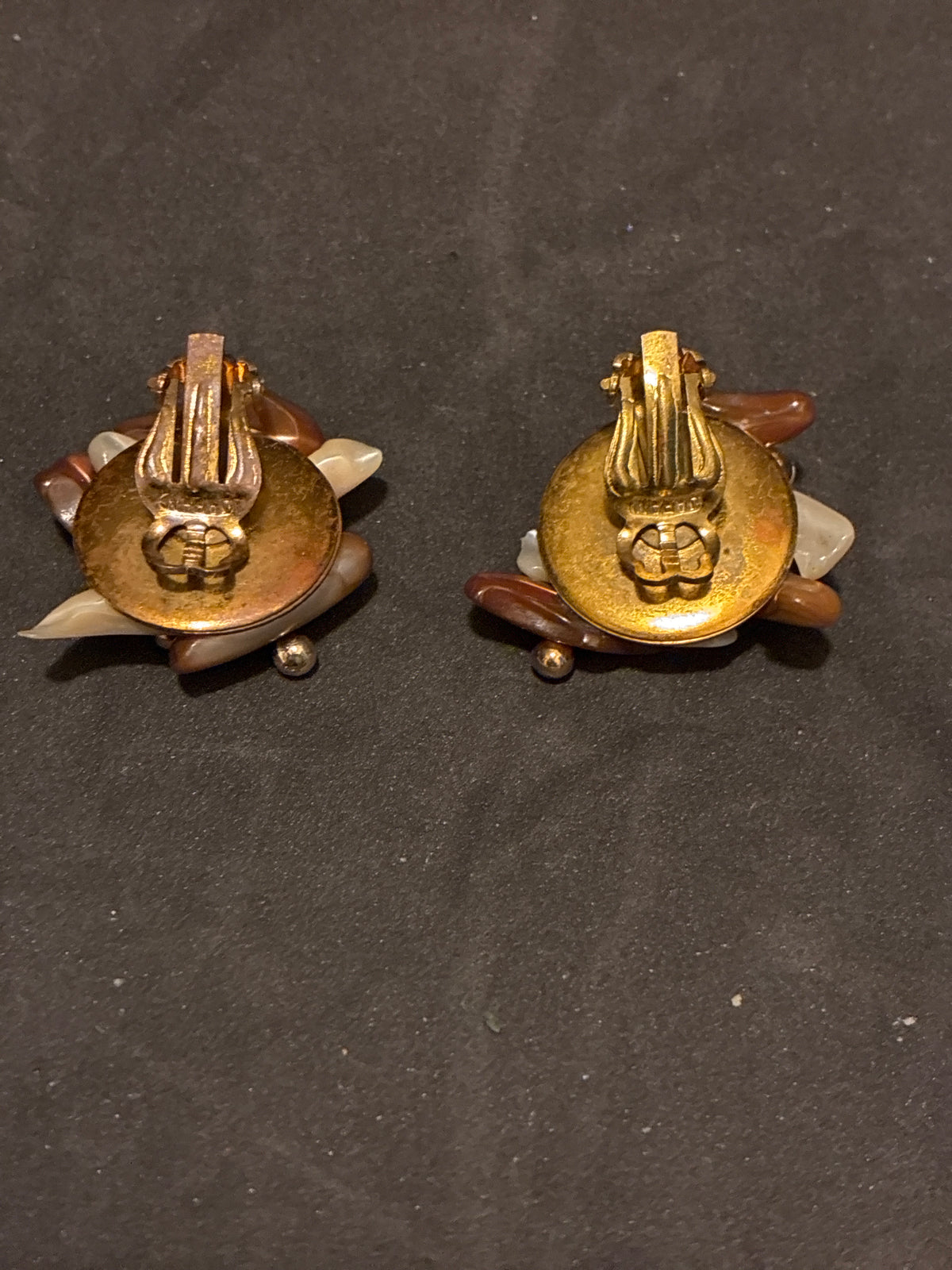 Vintage Mother of Pearl Clip On Earrings